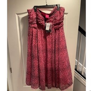 BETSEY JOHNSON BLACK/PINK LACE MESH TULLE SKATER